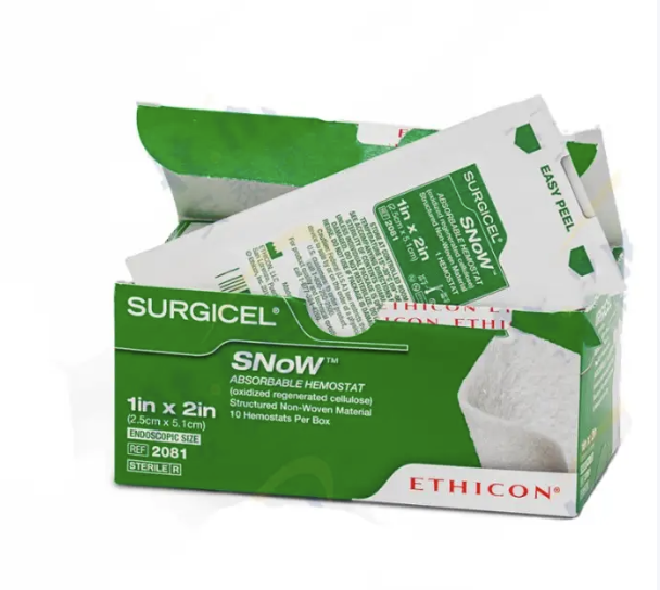 Surgicel SNoW™ Absorbable Hemostat packaging view